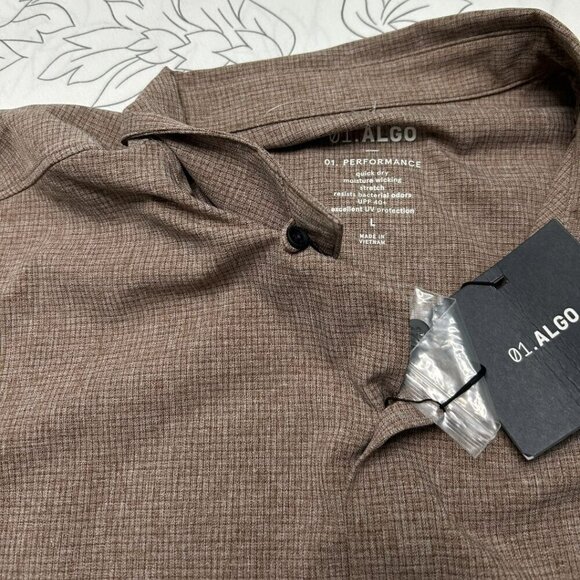 NWT Men’s Long Sleeve Button Down Classic Moisture Wicking Brown Shirt-Large - Picture 6 of 15